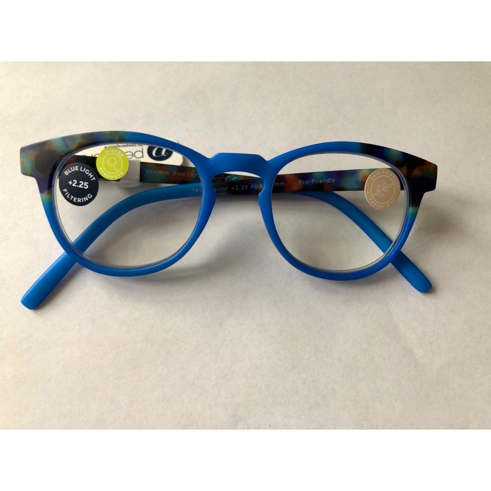 New Blue Marble Round Peepers Reading Glasses +2.25